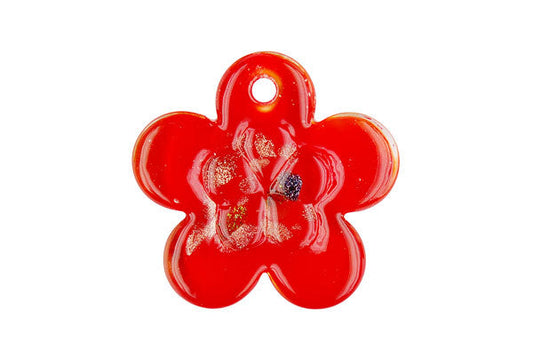 Murano Foil Glass Flower Style A Pendant, 40x40mm, 1 Piece, Pendant for Jewelry Making