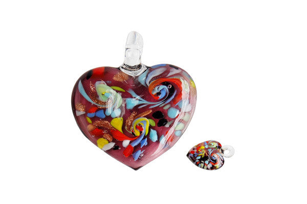 Murano Foil Glass Heart Style B Pendant, 38x42mm, 1 Piece, Pendant for Jewelry Making