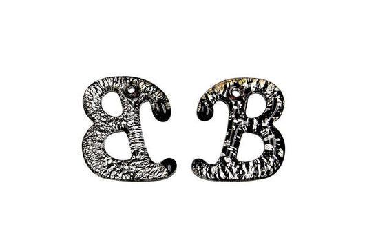 Pendant Murano Foil Glass Alphabet B (Black)
