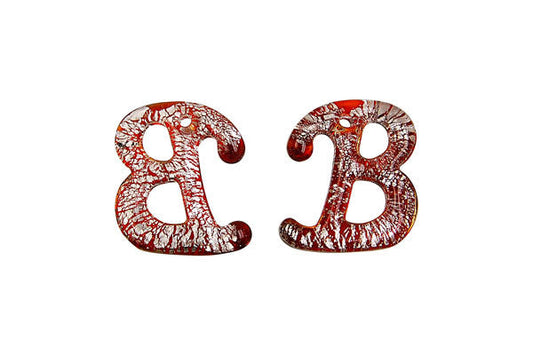 Pendant Murano Foil Glass Alphabet B (Red)