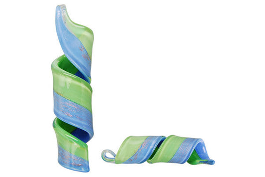 Murano Foil Glass Twist Pendant, 16x65mm, 1 Piece, Pendant for Jewelry Making