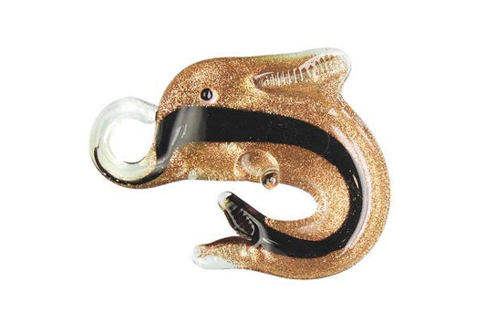 Pendant Murano Foil Glass Dolphins (XD04 Black)