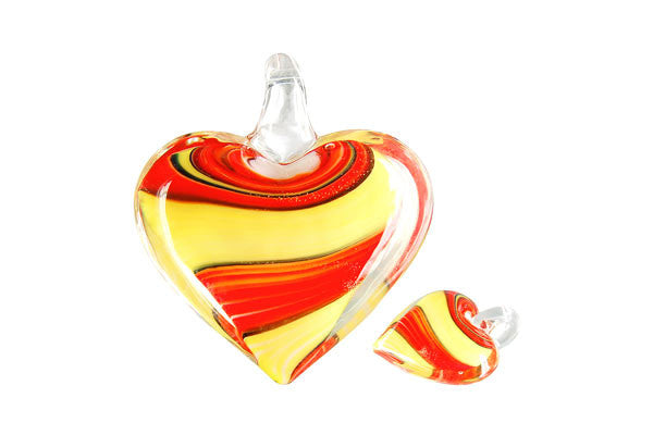 Murano Foil Glass Heart Screw Flower Pendant, 45x55mm, 1 Piece, Pendant for Jewelry Making