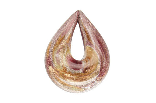 Handmade Lampwork Art Glass Foil Pendant Briolette Donut (XDA03 Purple)