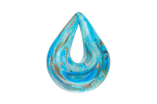 Pendant Murano Foil Glass Briolette Donut (XDA05 Aqua)
