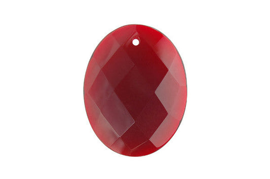 Ruby Quartz Glass Pendants: Flat Oval, Briolette & Rose - 3 Styles