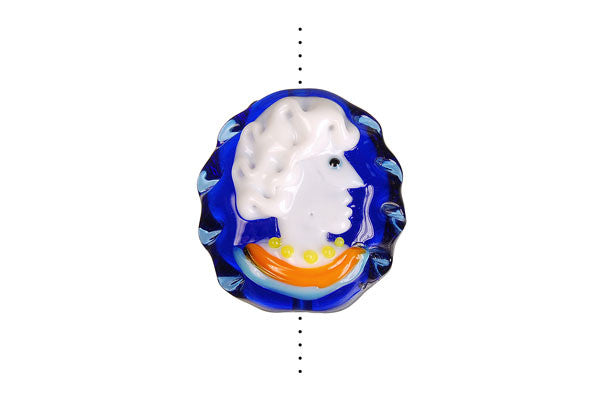 Murano Foil Glass Cameo Pendant, 25x30mm, 1 Piece, Pendant for Jewelry Making