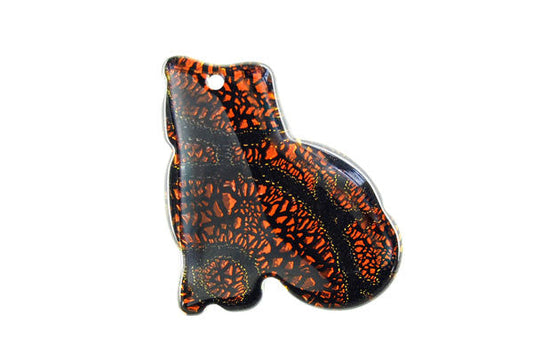 Dichroic Glass Cat Pendant, 22x26mm, 1 Piece, Pendant for Jewelry Making