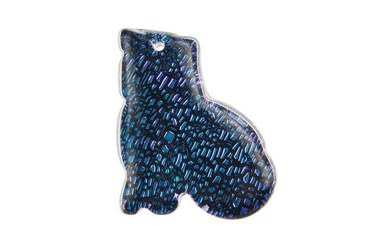 Dichroic Glass Cat Pendant, 22x26mm, 1 Piece, Pendant for Jewelry Making