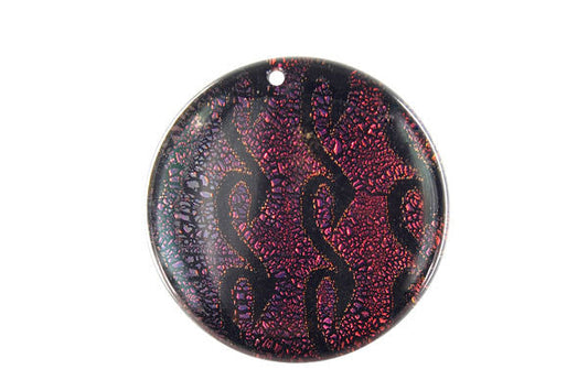 Dichroic Glass Coin Pendant, 30x30mm, 1 Piece, Pendant for Jewelry Making