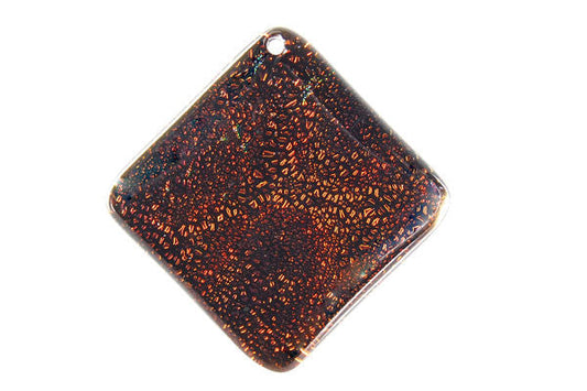 Dichroic Glass Diamond Square Pendant, 30x30mm, 1 Piece, Pendant for Jewelry Making