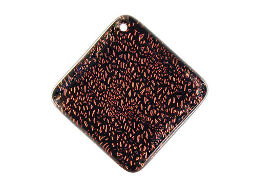 Dichroic Glass Diamond Square Pendant, 30x30mm, 1 Piece, Pendant for Jewelry Making