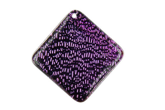 Dichroic Glass Diamond Square Pendant, 30x30mm, 1 Piece, Pendant for Jewelry Making