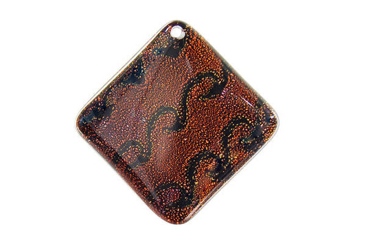Dichroic Glass Diamond Square Pendant, 30x30mm, 1 Piece, Pendant for Jewelry Making