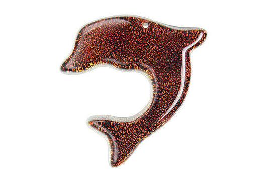Dichroic Glass Dolphins Pendant, 35x38mm, 1 Piece, Pendant for Jewelry Making