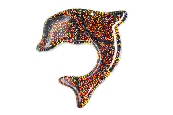 Dichroic Glass Dolphins Pendant, 35x38mm, 1 Piece, Jewelry Making Supplies