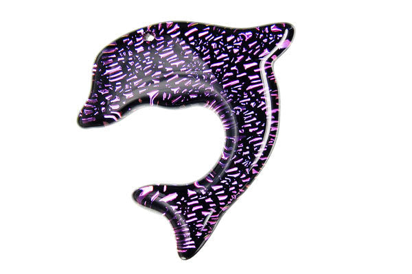 Dichroic Glass Dolphins Pendant, 35x38mm, 1 Piece, Jewelry Making Supplies