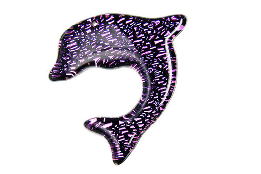 Dichroic Glass Dolphins Pendant, 35x38mm, 1 Piece, Pendant for Jewelry Making