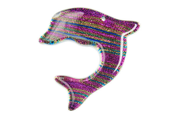 Dichroic Glass Dolphins Pendant, 35x38mm, 1 Piece, Jewelry Making Supplies