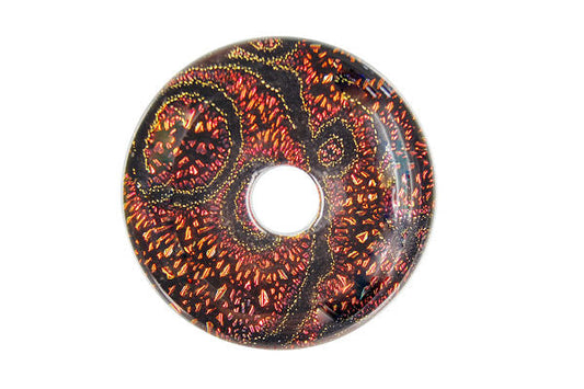 Dichroic Glass Donut Pendant, 30x30mm, 1 Piece, Pendant for Jewelry Making