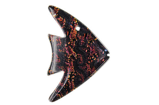 Dichroic Glass Fish Pendant, 26x40mm, 1 Piece, Pendant for Jewelry Making