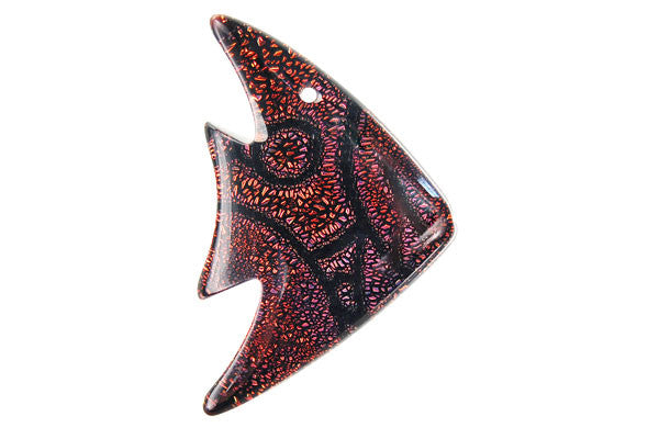 Dichroic Glass Fish Pendant, 26x40mm, 1 Piece, Jewelry Making Supplies