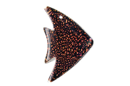 Dichroic Glass Fish Pendant, 26x40mm, 1 Piece, Pendant for Jewelry Making