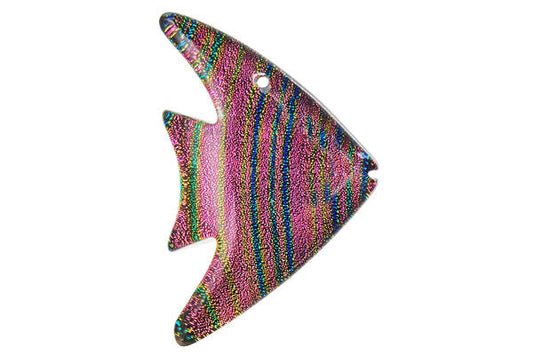 Dichroic Glass Fish Pendant, 26x40mm, 1 Piece, Pendant for Jewelry Making