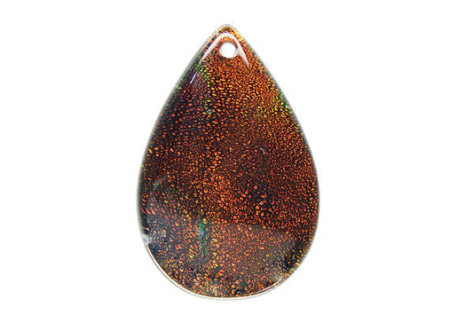 Dichroic Glass Flat Briolette Pendant, 20x30mm, 1 Piece, Pendant for Jewelry Making