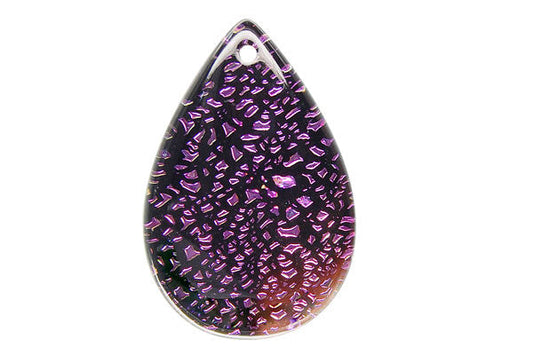 Dichroic Glass Flat Briolette Pendant, 20x30mm, 1 Piece, Pendant for Jewelry Making