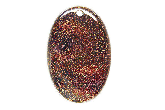 Dichroic Glass Flat Oval Pendant, 20x30mm, 1 Piece, Pendant for Jewelry Making