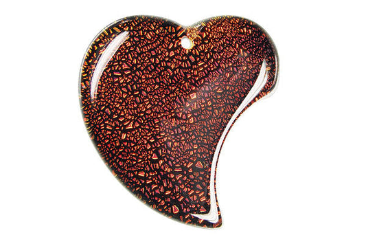 Dichroic Glass Heart Pendant, 30x33mm, 1 Piece, Pendant for Jewelry Making