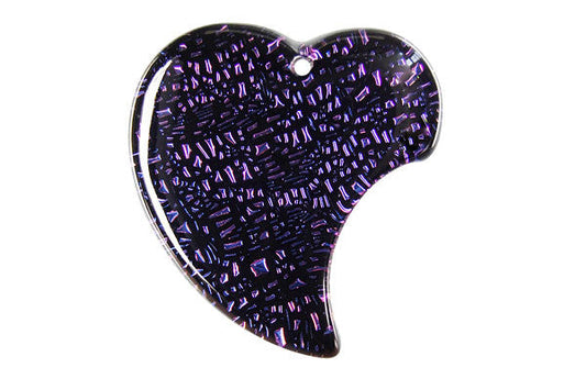 Dichroic Glass Heart Pendant, 30x33mm, 1 Piece, Pendant for Jewelry Making