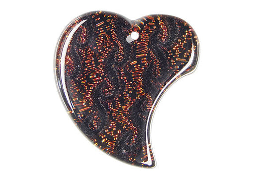 Dichroic Glass Heart Pendant, 30x33mm, 1 Piece, Pendant for Jewelry Making