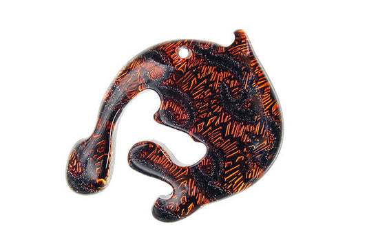 Dichroic Glass Lizards Pendant, 26x40mm, 1 Piece, Pendant for Jewelry Making
