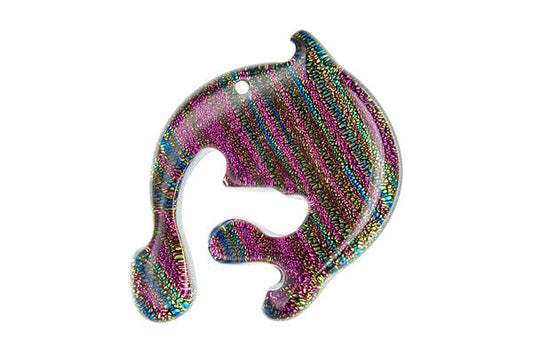 Dichroic Glass Lizards Pendant, 26x40mm, 1 Piece, Pendant for Jewelry Making