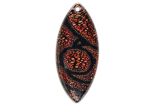 Dichroic Glass Marquise Pendant, 15x35mm, 1 Piece, Pendant for Jewelry Making
