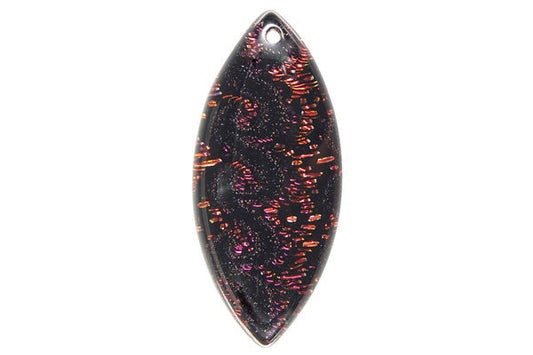 Dichroic Glass Marquise Pendant, 15x35mm, 1 Piece, Pendant for Jewelry Making