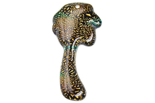 Dichroic Glass Palm Pendant, 26x40mm, 1 Piece, Pendant for Jewelry Making