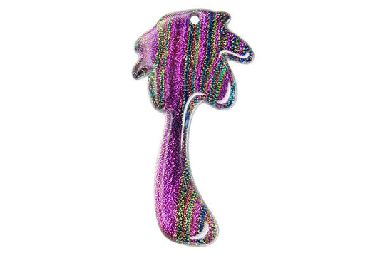 Dichroic Glass Palm Pendant, 26x40mm, 1 Piece, Pendant for Jewelry Making