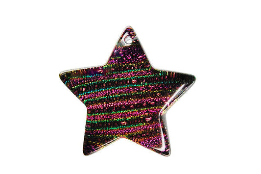 Dichroic Glass Star Pendant, 30x30mm, 1 Piece, Pendant for Jewelry Making