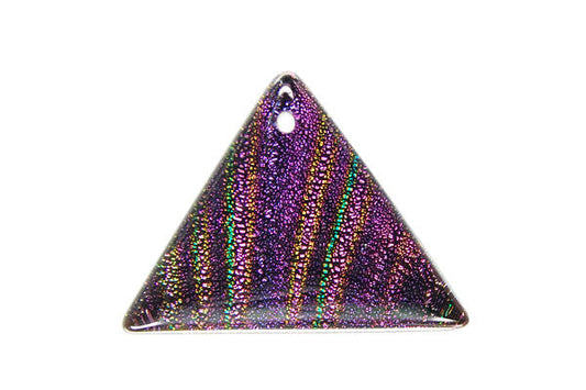 Dichroic Glass Triangle Pendant, 25x33mm, 1 Piece, Pendant for Jewelry Making