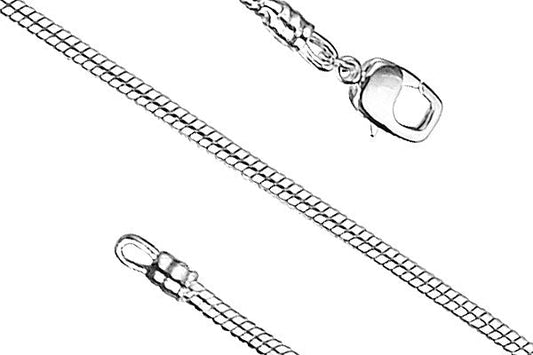 Pandora Style Bracelet, Silver-Plated with Rectangle Clasp, 3mm