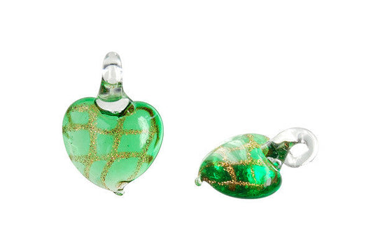 Murano Foil Glass Heart Earrings