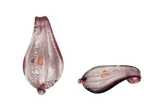 Murano Foil Glass Smooth Leaf Earrings