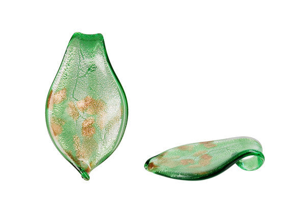 Murano Foil Glass Smooth Leaf Earrings