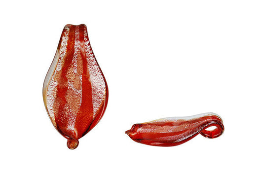 Murano Foil Glass Smooth Leaf Earrings