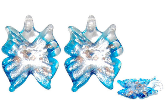 Murano Foil Glass Butterfly Earrings (YHA35 Aqua)