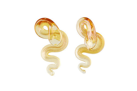 Murano Foil Glass Snake Earrings