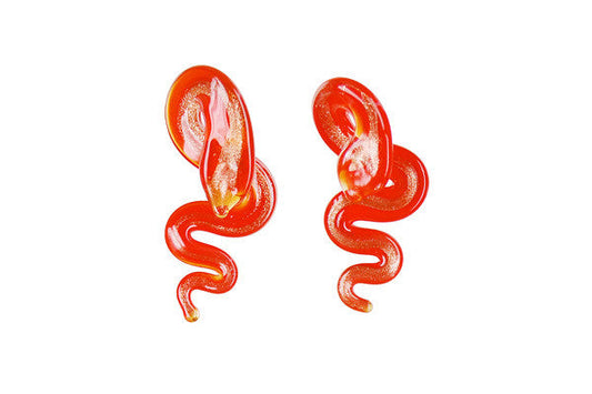 Murano Foil Glass Snake Earrings